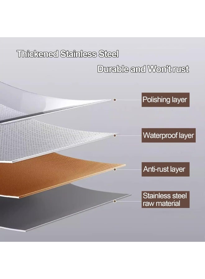 3 Layer Kitchen Dish Drying Rack, Stainless Steel Cabinet Organizer, with Water Tray, Knife Holder and Chopstick Cage - Image 2